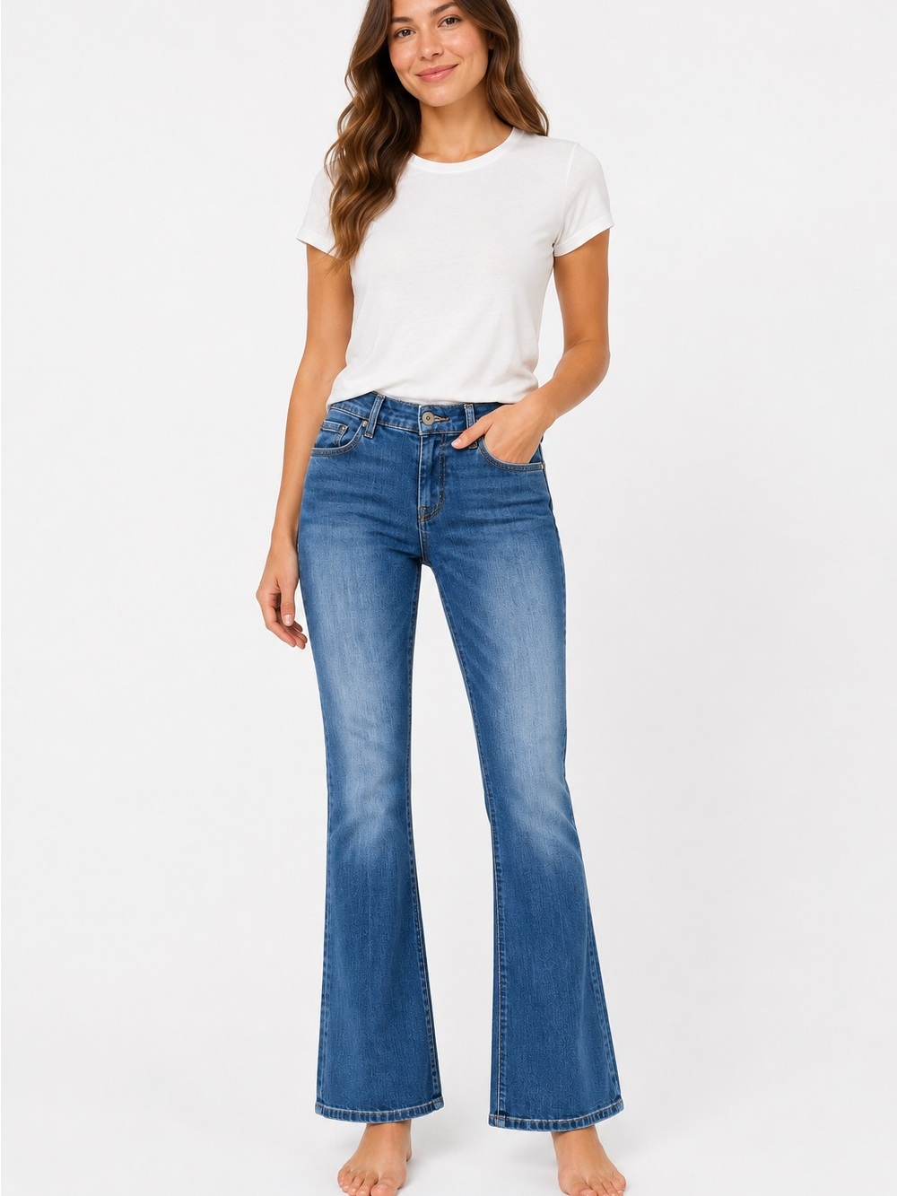 Torrid Mid Blue High-Rise Flare Jeans- size 18xlt - Picture 1 of 8